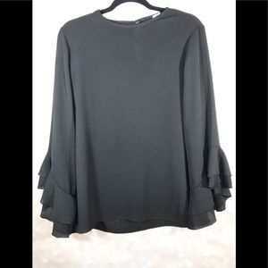 Black Ruffle Bell Sleeve Shirt